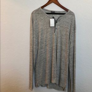 Never Worn Vince Henley Linen Grey Shirt